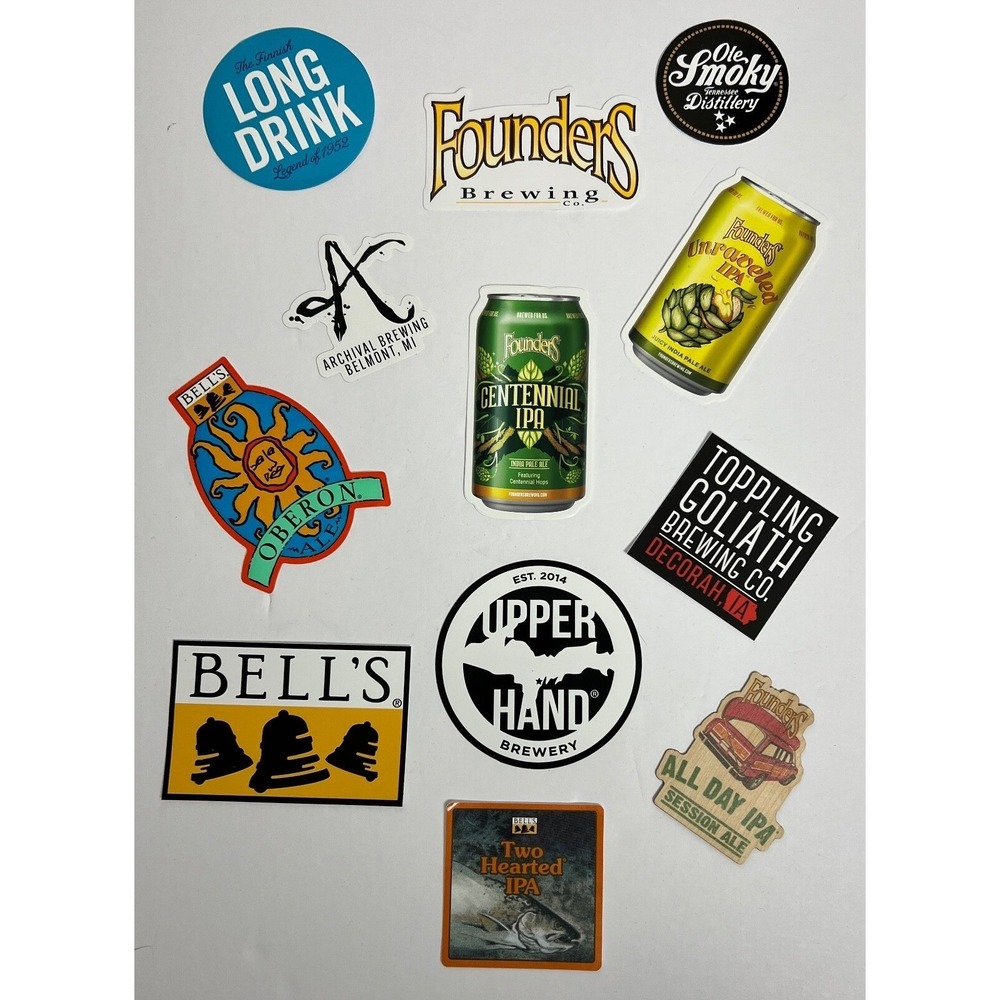 Lot‎ of 12 Beer Stickers Decals Bells Founders Upper Hand Ole Smoky Archival G3